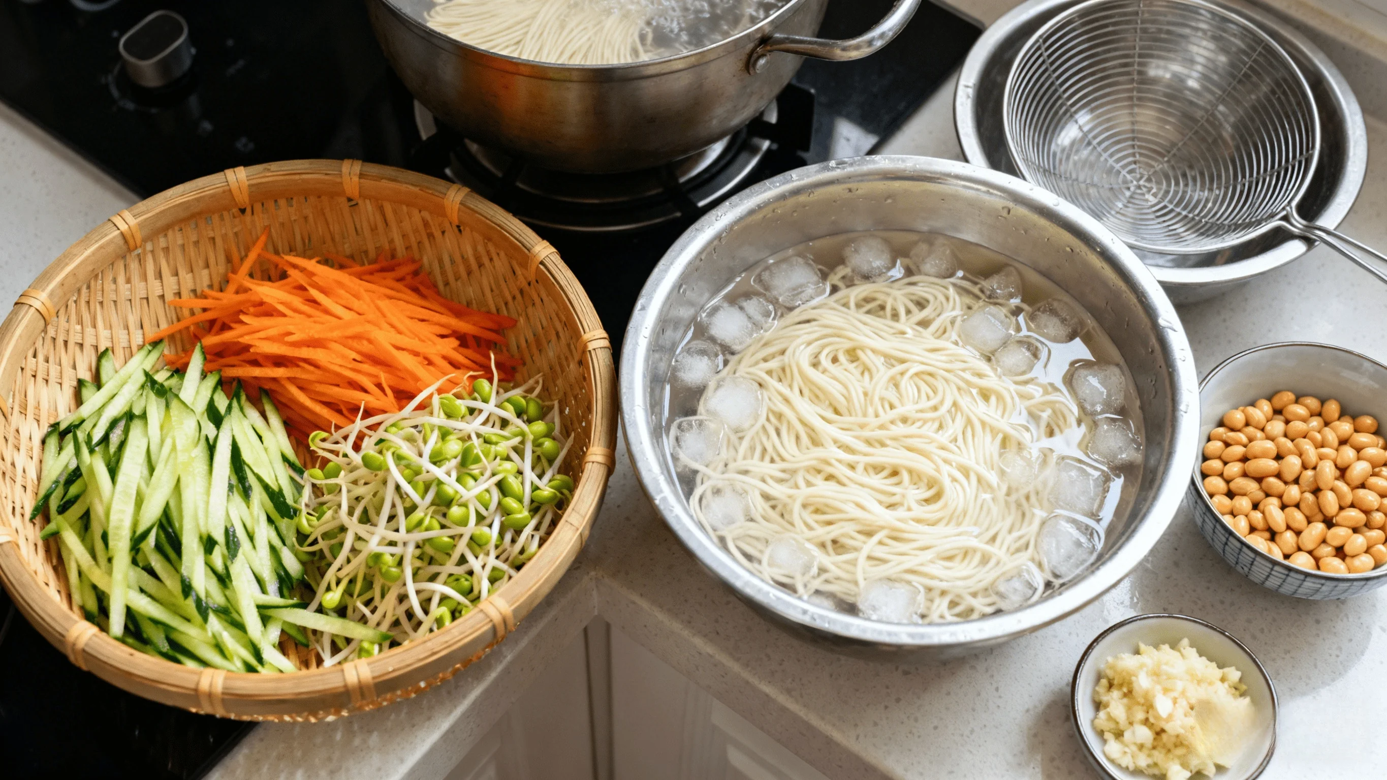 Preparing Toppings and Noodles