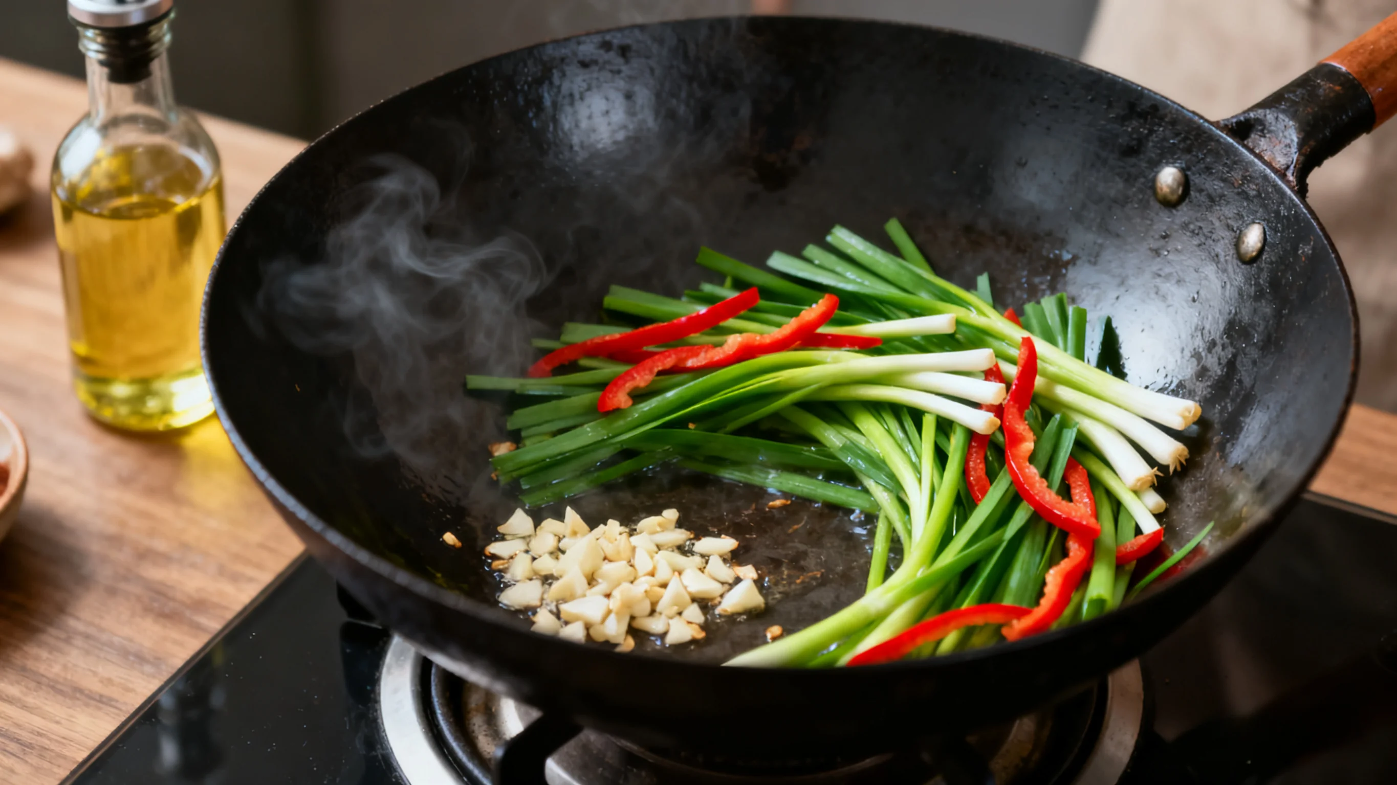 Stir-frying Chives